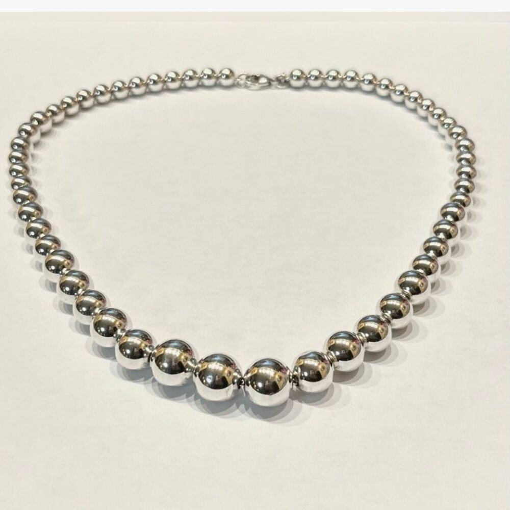 Tiffany & Co Hardwear Graduated Ball Bead Necklace - 925 Silver - 16” - Picture 9 of 15